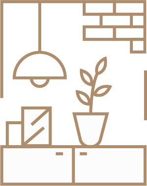Interior design and planning step icon